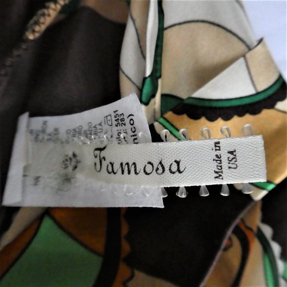 Vintage Famosa Top Satin Sleeveless Paisley 70s Mock Tie Psychedelic USA Small - Picture 5 of 6